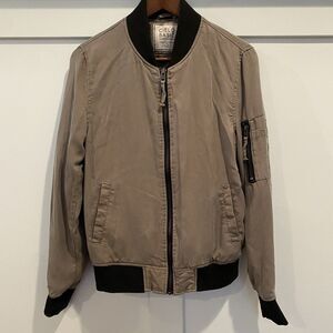 Cielo Basic Bomber Jacket Women Large Olive Green Black Trim Tencel READ‎